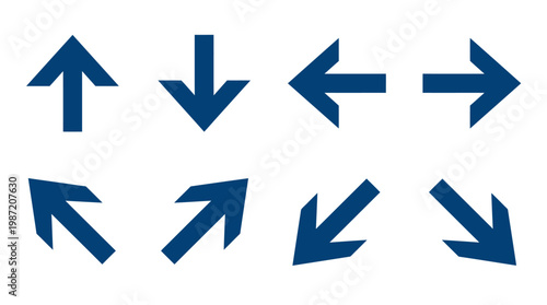 Collection of directional arrows in various orientations for use in graphic design and navigation