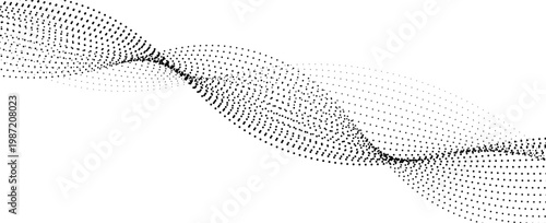 Dotted halftone waves. Abstract liquid shapes, wave effect dotted gradient texture waves isolated vector symbols set. Halftone graphic dots waves