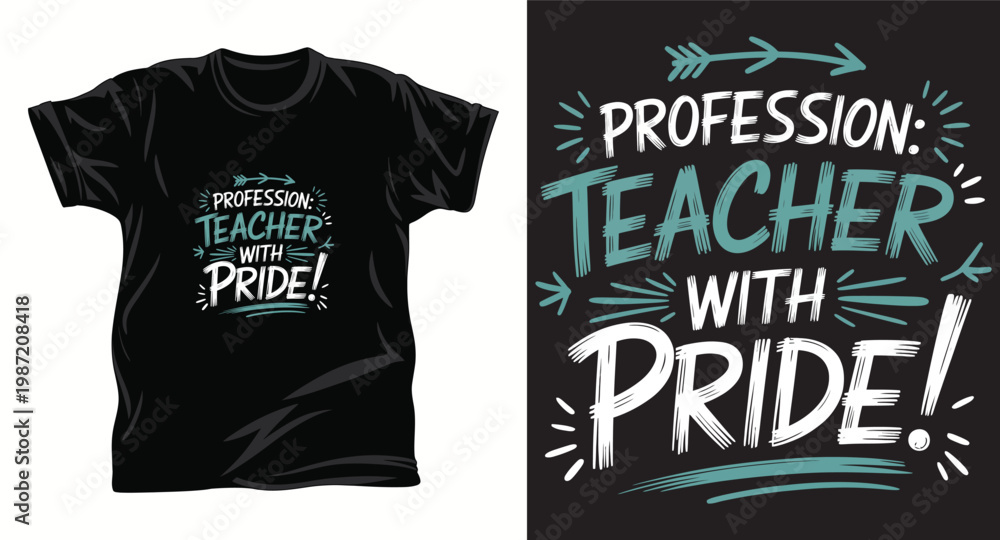 Fototapeta premium Teacher graphic vector t shirt design print