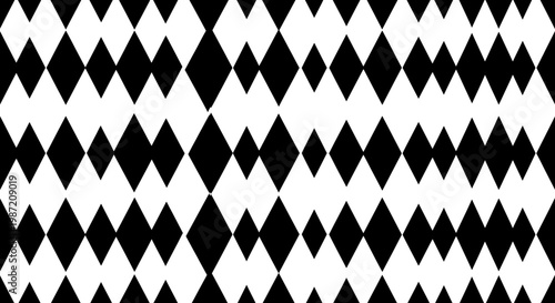 Black and White Harlequin Diamond Pattern Seamless Background