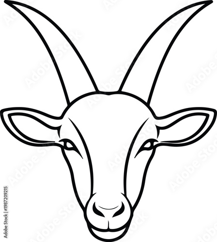 Minimalist Goat Head Vector Illustration – Stylized Capra Mascot Line Art for Logo and Graphic Design