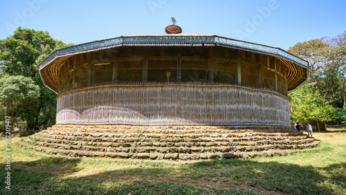 Traditional round orthodox church Ura Kidane Mehret on lake Tana in Ethiopia