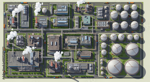 Aerial View of a Large Industrial Chemical Plant Complex.