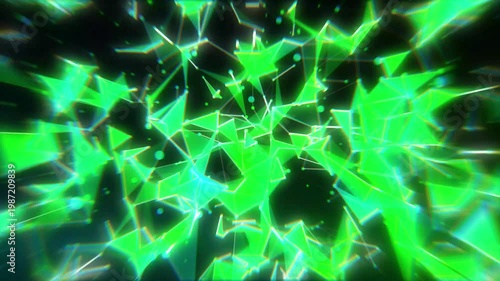 Cyan  and Green Connected Dots and Lines Plexus Animation