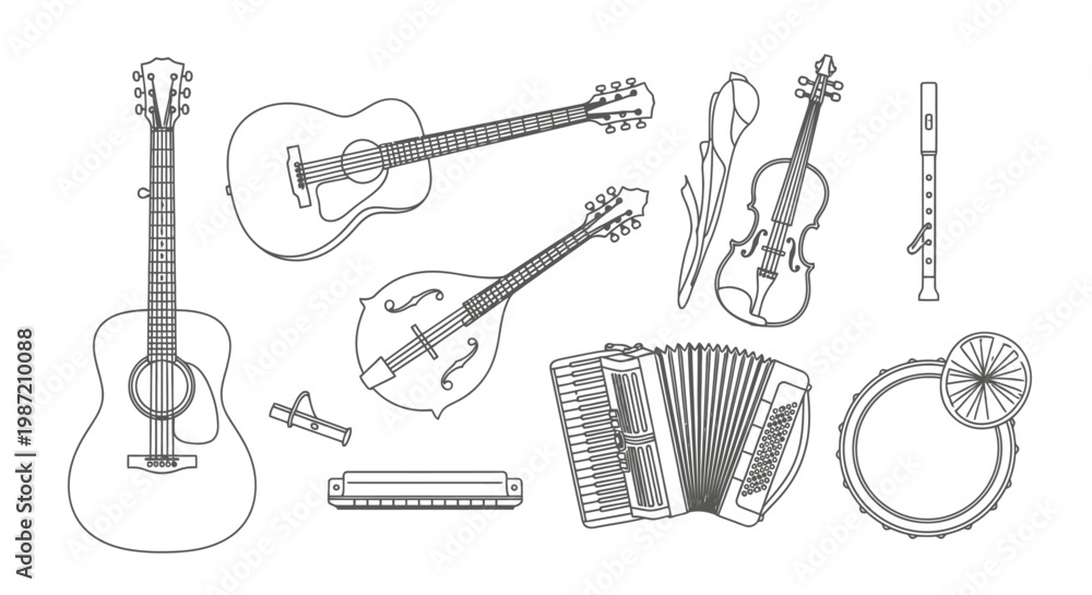 Fototapeta premium Music instruments icons set