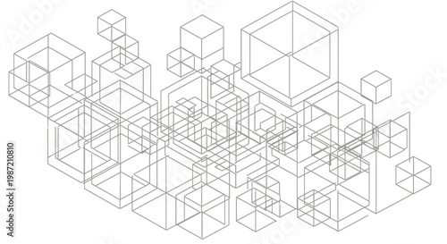 Abstract vector sketch of architectural building design with blueprint style showing modern house structure and planning concept