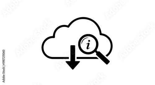 Cloud Storage Download Icon with Magnifying Glass Search Functionality