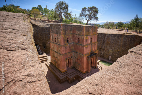 The rock-hewn Church of Saint George (Biete Ghiorgis) in Lalibela, Ethiopia