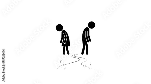 Separation and Grief Stick Figures Walking Away
