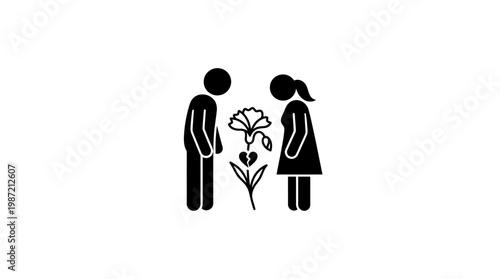 Broken Flower Between Stick Figure Couple