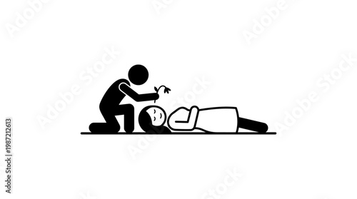 Caring Figure Checking On Injured Person