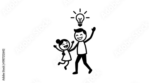 Father and Daughter Celebrating a New Idea