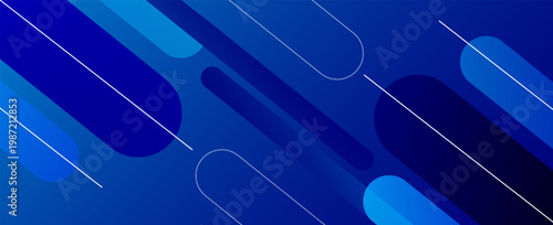 Abstract blue background with diagonal lines and round shape. Vector