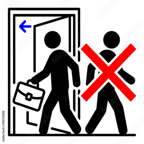 Businessman Leaving Office No Entry Prohibited Sign - Employee Fired Layoff Termination Concept Vector Icon