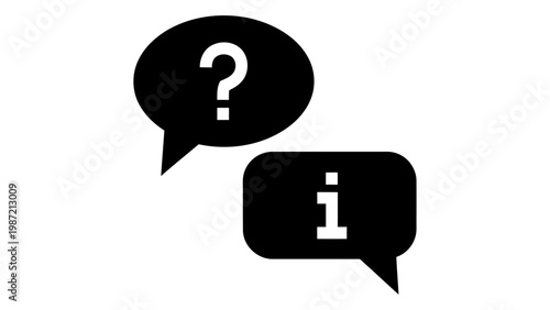 Question and information speech bubbles icon, isolated on white background