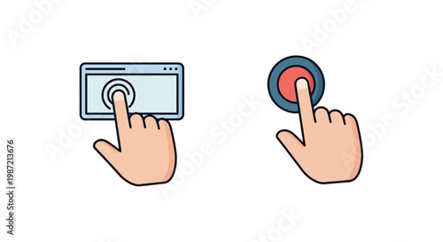 Hands interacting with digital interface.