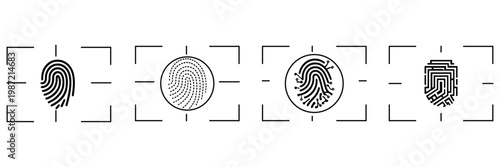 Fingerprint icon. Simple vector illustration on black and white background