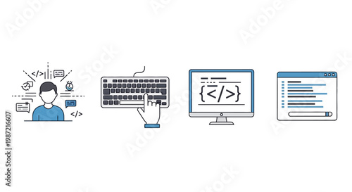 Programmer working on computer code.