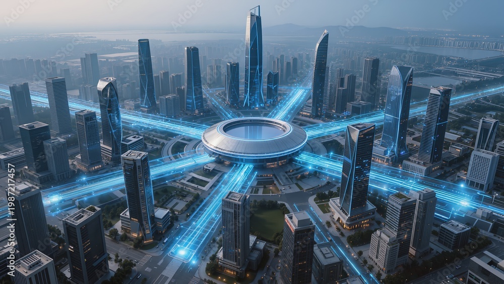 Naklejka premium Smart city network infrastructure concept