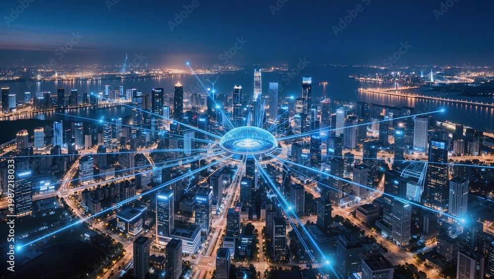Fototapeta premium Smart city network infrastructure concept