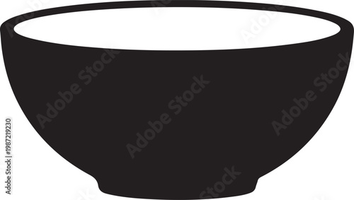Simple black bowl with wide mouth and narrow base on white background