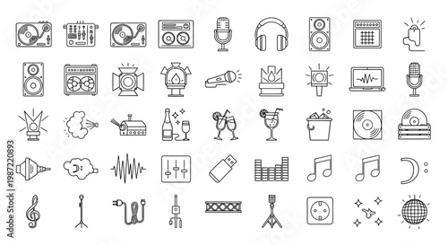 Collection of various technology icons.