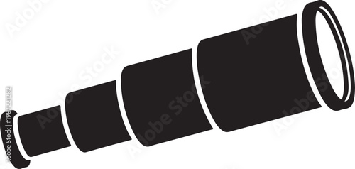 Telescope instrument for astronomy and stargazing  long view  white background