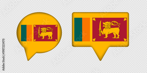 Flag of Sri Lanka in speech bubble.