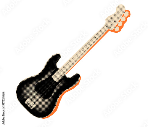 Bass guitar halftone cutout.