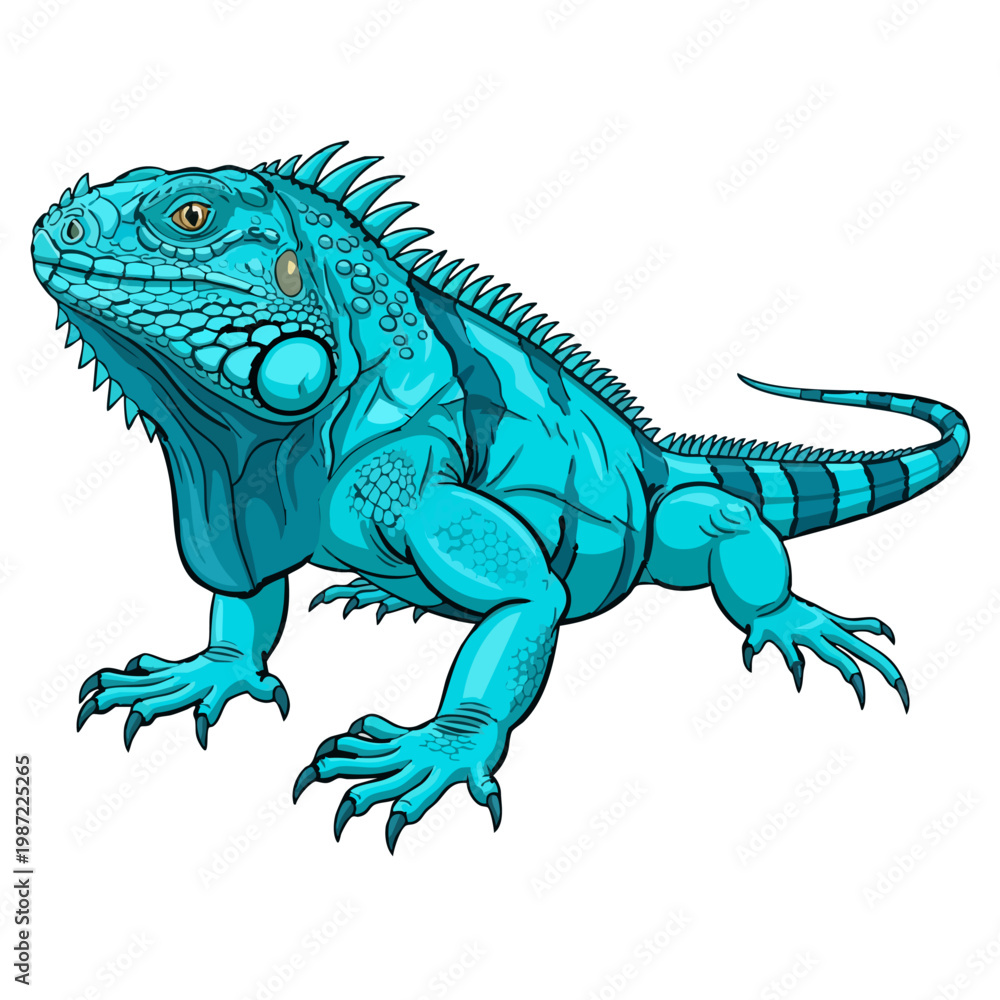 Obraz premium Blue iguana premium flat vector