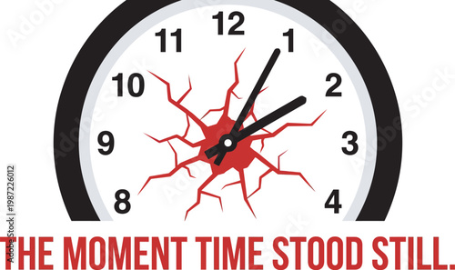 The Moment Time Stood Still Broken Clock Face Illustration