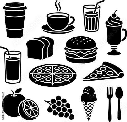 food and drink silhouette vector illustration set 