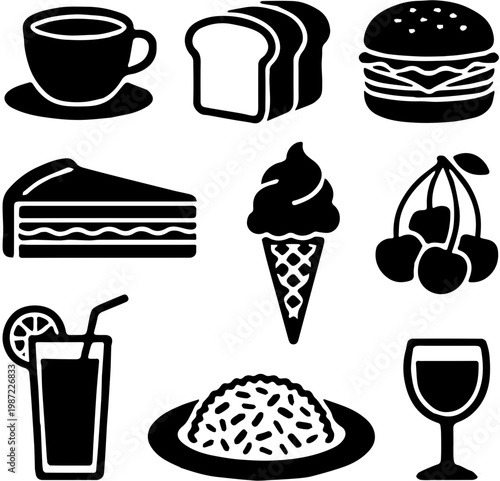 food and drink silhouette vector illustration set