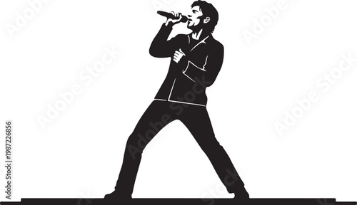 Sunglasses Man, Black Silhouette, Vector Illustration, Musician Graphic