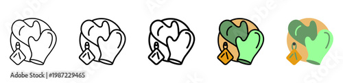 Oven Mitt Icon With Differences and Colors