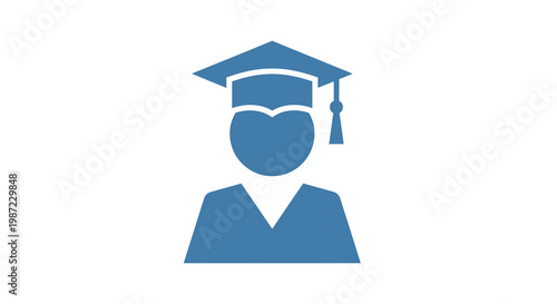 Graduate Student Icon Vector Illustration, Academic Education Symbol for University Degree and Learning Concepts in Flat Minimalist Style