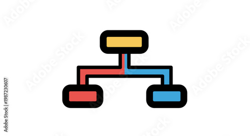 Hierarchical Structure Diagram Vector Illustration, Minimalist Organization Chart Icon for Business Data Flow and Network Mapping Concepts