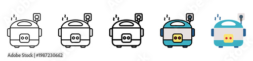 Rice Cooker Icon With Differences and Colors