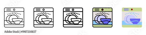 Dishwasher Icon With Differences and Colors