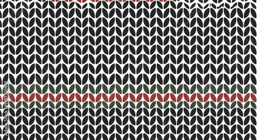 Knitted Sweater Texture Vector Illustration with Christmas Pattern and Festive Red and Green Stripes for Winter Holiday Apparel Design and Textile Background