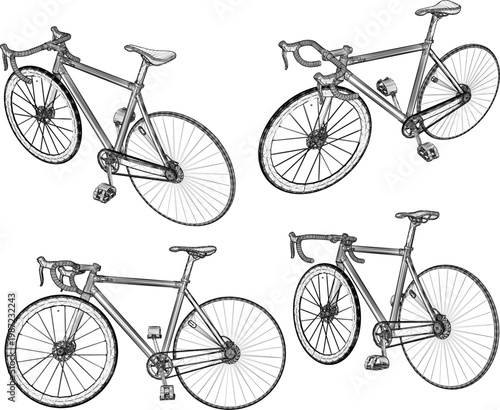 Vector sketch illustration of racing bike design for professional athletes participating in cycling championship competition