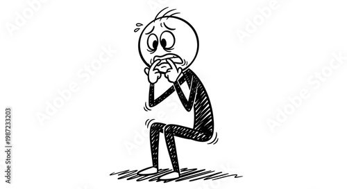 A worried man sitting in distress.