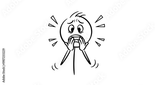 A stressed cartoon character with frustrated expression.