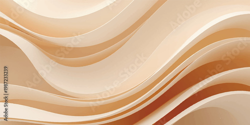 Golden flowing silk waves create a smooth liquid texture in this elegant abstract vector background design featuring soft pink and cream satin fabric curves