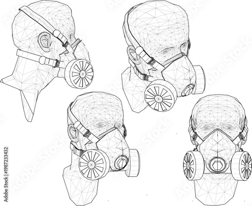 Vector sketch illustration of Safety Respirator Half Face Dust Mask design to prevent infectious diseases 