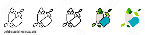 Natural Medicine Icon With Differences and Colors