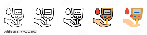 Glucose Meter Icon With Differences and Colors