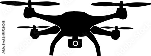 Drone Silhouette Quadrotor Outline Minimal Tech Design