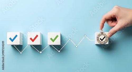Decision making process hand choosing correct option among multiple choices