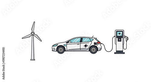 Electric car charging at station.